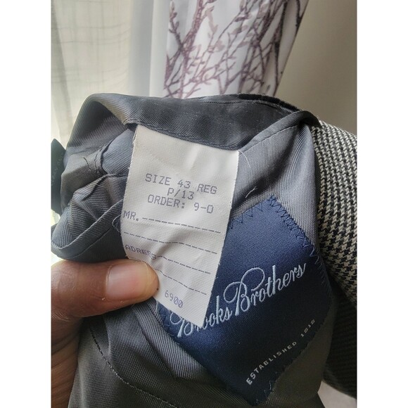 Brooks Brothers Vintage Houndstooth Blazer 100% Wool 43R Suit Jacket - Picture 9 of 9